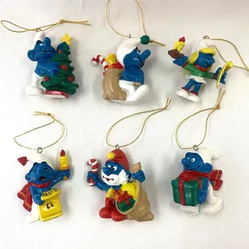 스머프 크리스마스 피규어 크리스마스 오너먼트 6개 세트