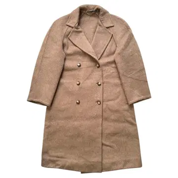 Euro Vintage 더블 브레스트 샤기 코트 베이지