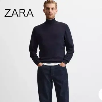 [ ZARA ] 자라 남성용 니트 스웨터 XL 네이비 터틀넥