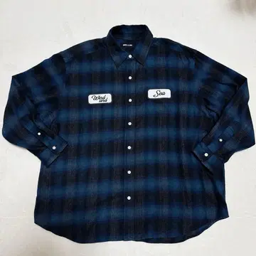 WIND AND SEA 옴브레 체크 플란넬 셔츠 XL 네이비 블랙