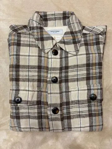 BACK NUMBER 체크 무늬 플란넬 셔츠 베이지/브라운