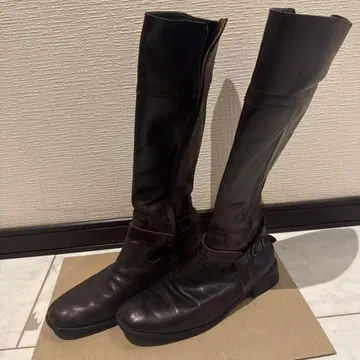 다크 브라운 롱 부츠 사이드 지퍼