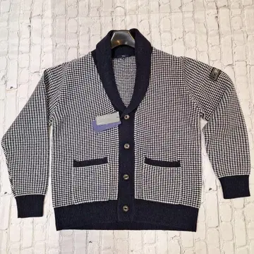 G-STAGE 이탈리아 소재 울 80% 네이비와 화이트 패턴 가디건 50