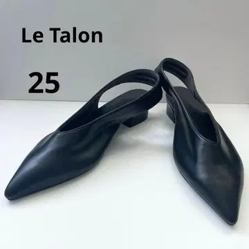 Le Talon 가죽 스틸레토 펌프스 백 스트랩 블랙 25cm