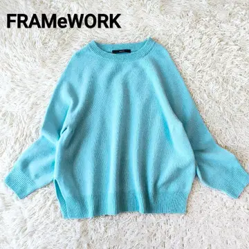 FRAMeWORK 래글런 슬리브 와이드 풀오버 니트 스카이블루