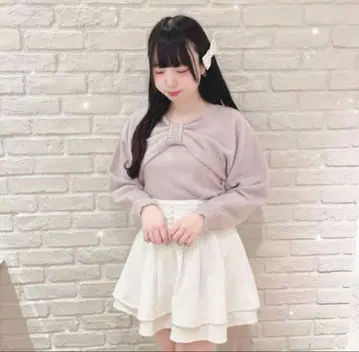 evelyn 리본 펄 니트 핑크