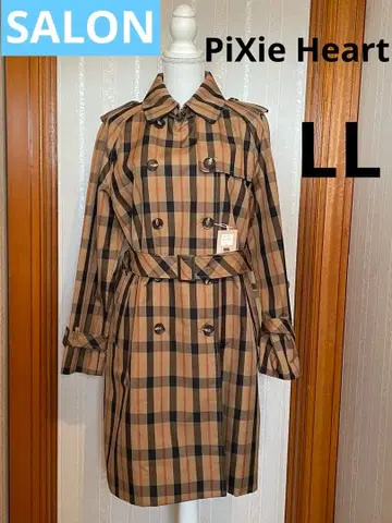 SALON PiXie Heart 체크 트렌치코트
