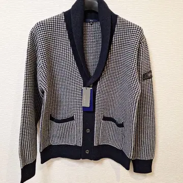 G-STAGE 이탈리아 소재 울 80% 네이비와 화이트 패턴 가디건 50