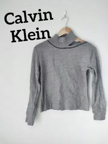 Calvin Klein 여성용 그레이 터틀넥 니트 스웨터