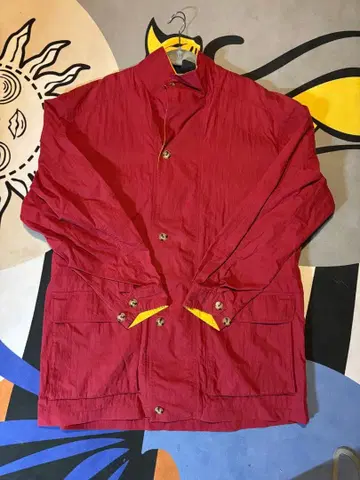 XL 상당 나일론제 빨간색 자켓 롱 기장