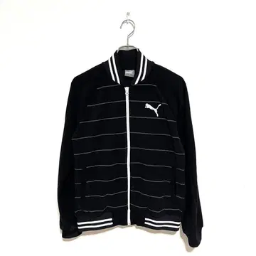 PUMA 긴팔 블루종 남성용 M 사이즈 블랙 보더 집업 봄/여름