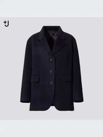 새상품 유니클로+J 캐시미어 블렌드 오버 사이즈 자켓 S 블랙