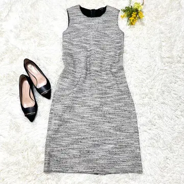 띠어리 슬리브리스 트위드 원피스 그레이 S 사이즈 무릎 기장 세레모니