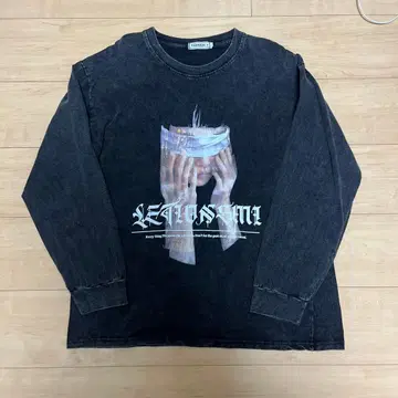 LETIONSMI 그래픽 긴팔 셔츠 다크 그레이