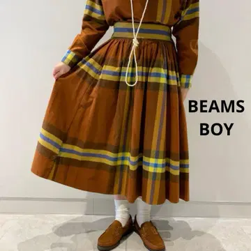 BEAMS BOY 빔즈 보이 빅 타탄 스커트 브라운
