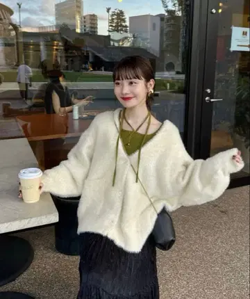 샤기 니트 가디건 hinari