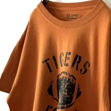 길단 타이거스 풋볼 T셔츠 L 테라코타 오렌지 구제 의류