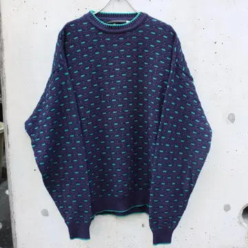90s 80s USA제 올 패턴 니트 코튼 스웨터
