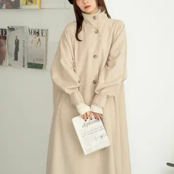 [ hinari ] 스탠드 카라 롱 코트