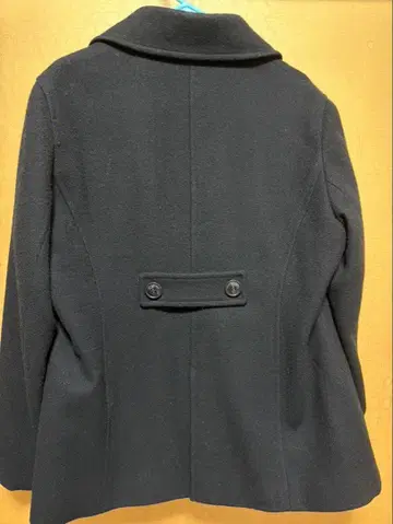 울 더블 브레스트 피 코트 블랙