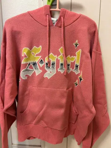 X-girl 핑크 니트 후드티