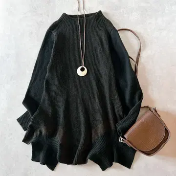 히로코비스 HIROKO BIS 울 알파카 변형 튜닉 리브 니트