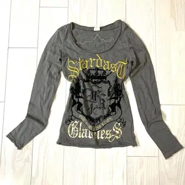 y2k 00s 그런지 헤이세이 갸루 롱T 라메 영문 펑크 피치T