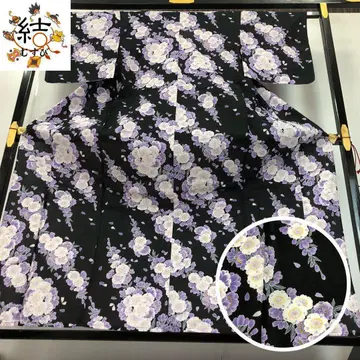 MK-1563 유카타 아름다운 꽃 무늬 블랙 컬러