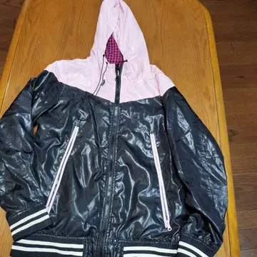 후드 부착 나일론 자켓 L 사이즈 리버서블