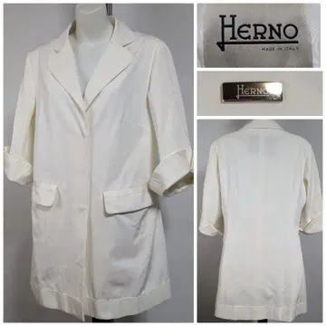 HERNO 헬노 로고 플레이트 화이트 테일러드 자켓
