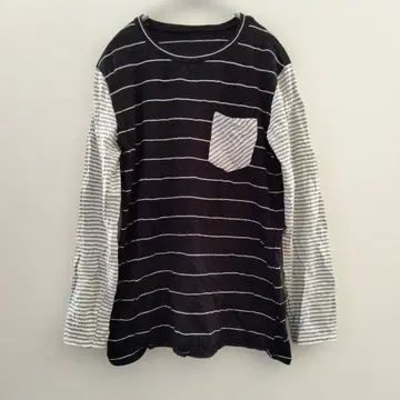 1점 한정 스트라이프 보더 무늬 긴팔 T셔츠 상의 [ L ]