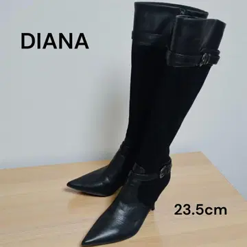 DIANA 다이애나 롱 부츠 사이드 지퍼 벨트 블랙 23.5cm
