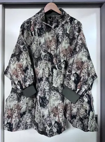 melange 메주 고양이 패턴 고블랑 코트