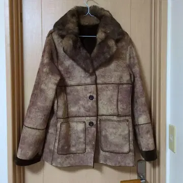 브라운 가죽 퍼 포함 자켓