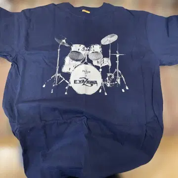 야자와 에이요시 드럼 세트 T셔츠 네이비