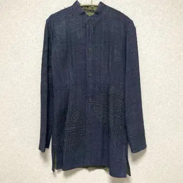 요건 레일 실크 100 네이비 무늬 자켓