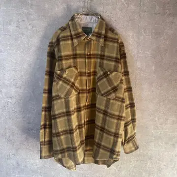 체크 셔츠 아크릴 긴팔 웜 컬러 루즈핏 M 사이즈 가을/겨울 브라운