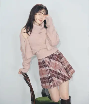 로빙 체크 미니 스커트