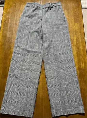 PLST 플라스테 그레이 체크 웜 리저브 와이드 팬츠