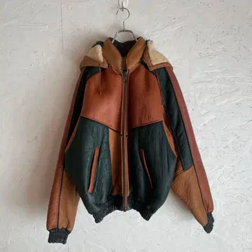 구제 의류 80's Vintage 크레이지 패턴 리얼 무스탕 가죽 자켓