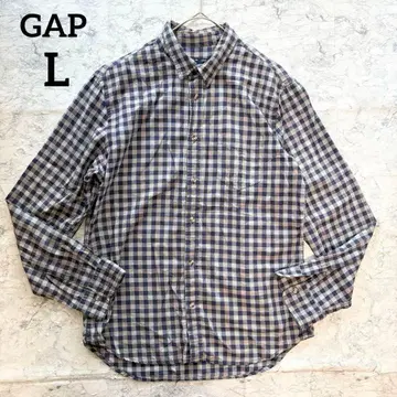 [ GAP ] 갭 깅엄 체크 긴팔 셔츠 L 겉옷 그레이 x 네이비