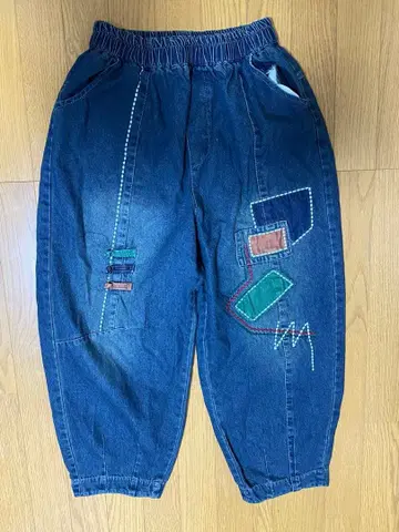 COLORK 카락 컬러풀 자수 데님 벌룬 팬츠