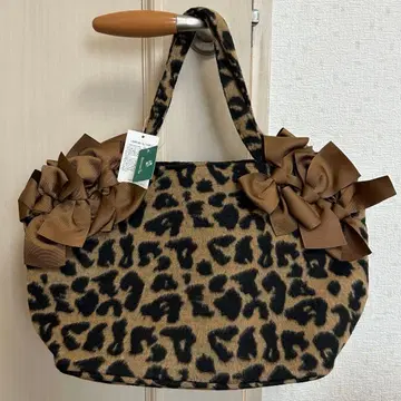 [ 새상품 ] 애프터눈 티 레오파드 무늬 토트 리본 레오파드