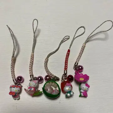 한정판 핑크 꽃 키티 스트랩 5개 세트