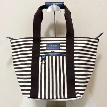 헨리 벤델 토트백 스트라이프 화이트 브라운 대용량