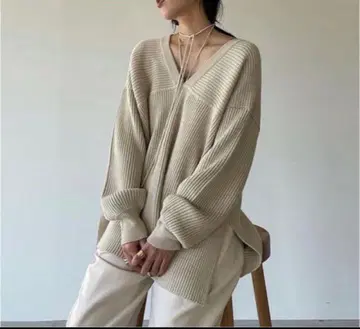 CLANE MIX COLOR STRING WIDE KNIT TOPS