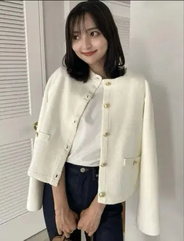 [ 클리닝 완료 ] 오리지널 버튼 노카라 니트 자켓 anuans