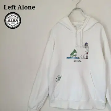 LeftAlone 레프트 얼론 후드티 자수 풀오버 화이트 M
