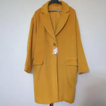 [ 미사용 새상품 ] 오토 컬렉션 산황색 샤기 코트