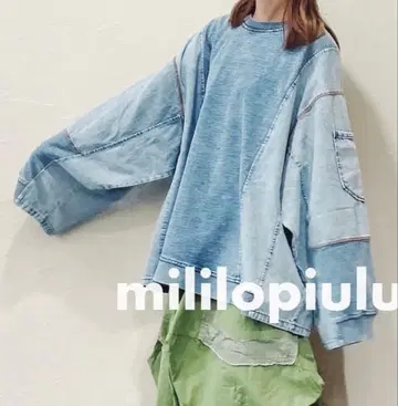 mililopiulu/밀리로피울 케미컬 데님 쭈리 맨투맨